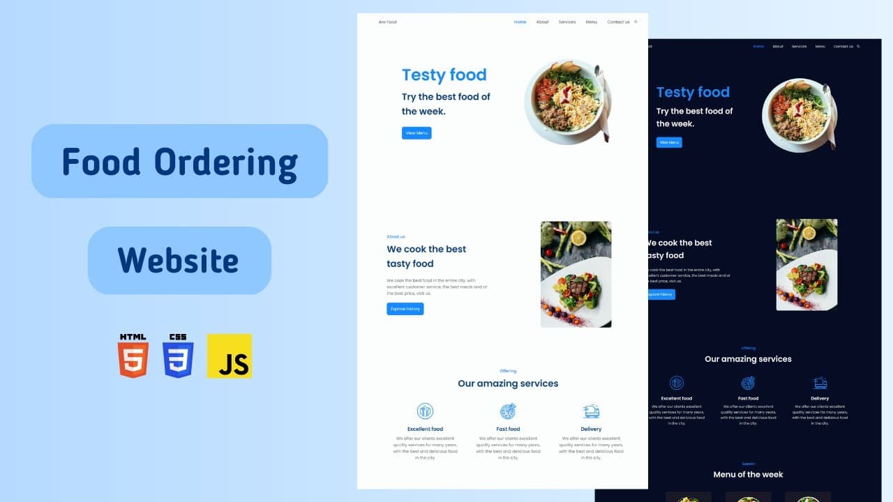 Building a Responsive Food Ordering Website from Scratch using HTML, CSS, and JS.