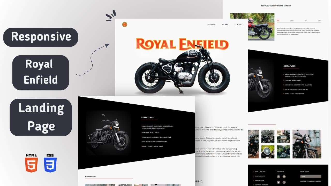 How To Create a Royal Enfield Landing Page Using HTML & CSS from Scratch 🏍️
