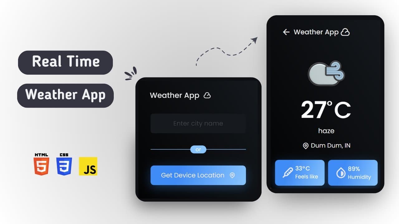 Building a Real-time Weather App with HTML, CSS and JavaScript 🌦️👨🏻‍💻