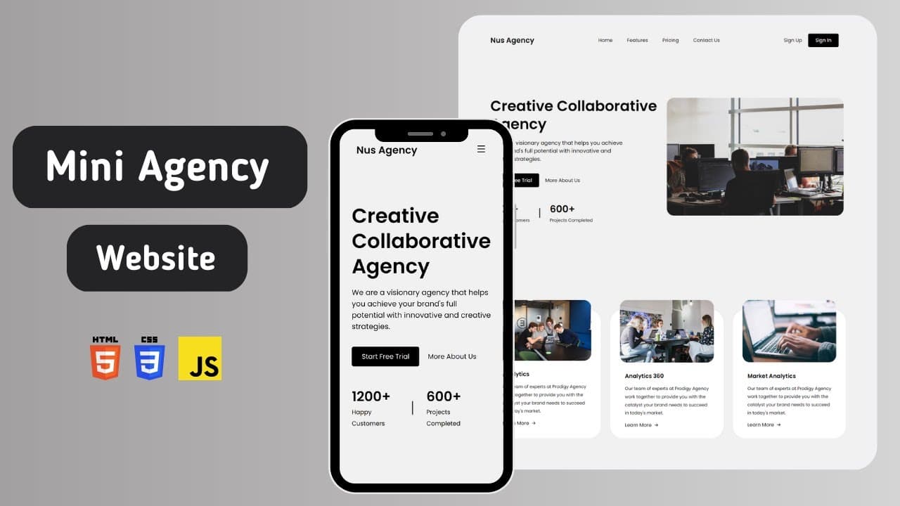 Building a Responsive Mini Agency Website from Scratch using HTML, CSS, and JS 🔥