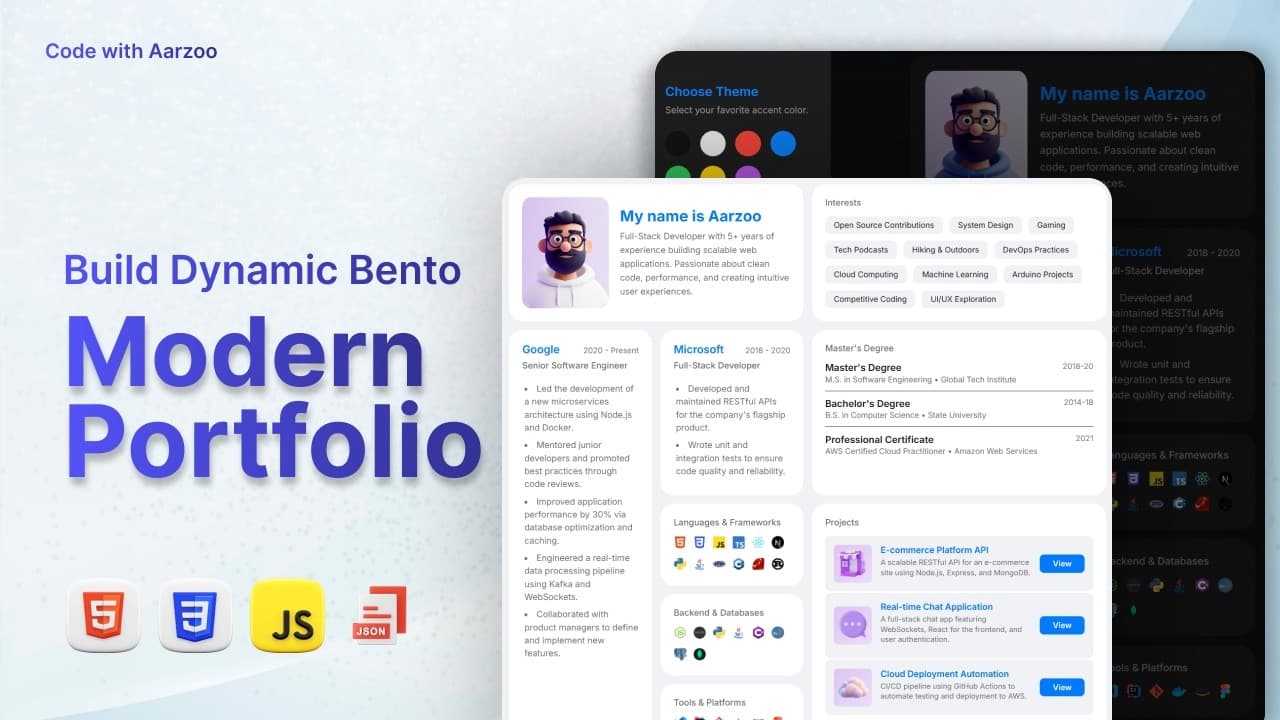 Build and Deploy a Modern Bento Grid Portfolio From Scratch | HTML, CSS, JS & Dynamic JSON Data