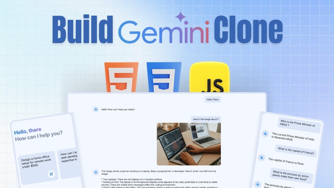 Build a Real-Time AI Chatbot with HTML, CSS & JavaScript | Gemini Clone with File & Image Upload