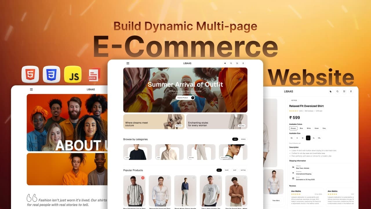 How To Create an E-Commerce Website Using HTML, CSS, JS & JSON from Scratch