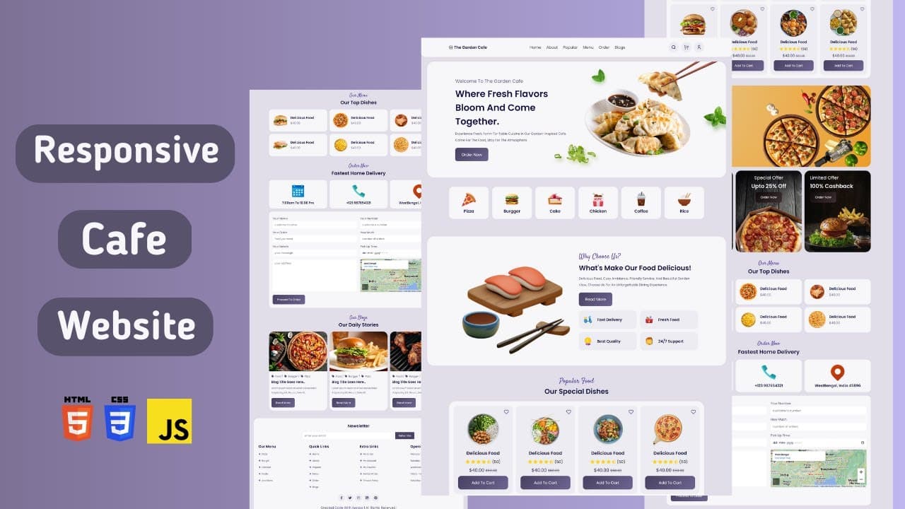 Build a Responsive Cafe Website from Scratch Using HTML, CSS, and JS 🔥